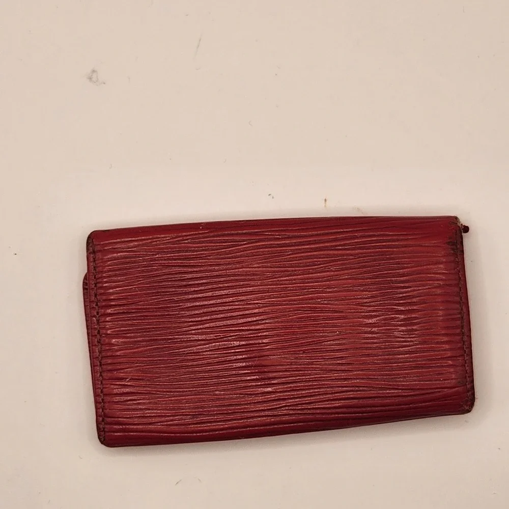 Louis Vuitton 4 Hook Key Holder Designer Wallet Red Epi Leather Trifold Case LV